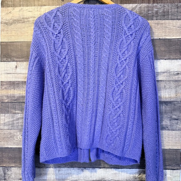 Icelandic Design Silk Angora Cable Knit Zip Cardigan Sweater L Silk Blend Luxury - Picture 2 of 6